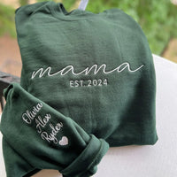 Besticktes Mama-Sweatshirt: Personalisierte Kindernamen & Datum – Geschenk für frischgebackene Mütter