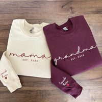 Besticktes Mama-Sweatshirt: Personalisierte Kindernamen & Datum – Geschenk für frischgebackene Mütter