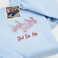 Individuell bestickter Motorrad-Hoodie, personalisiertes Biker-Geschenk für ihn, individuelle Motorrad-Umrisszeichnung nach Foto
