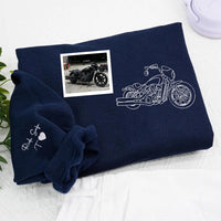 Individuell bestickter Motorrad-Hoodie, personalisiertes Biker-Geschenk für ihn, individuelle Motorrad-Umrisszeichnung nach Foto