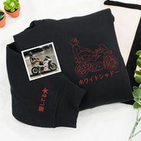 Individuell bestickter Motorrad-Hoodie, personalisiertes Biker-Geschenk für ihn, individuelle Motorrad-Umrisszeichnung nach Foto