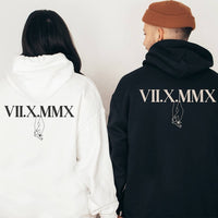 Personalisierter römischer Ziffern-Hoodie-Paar-Hoodie-Jubiläumsgeschenk