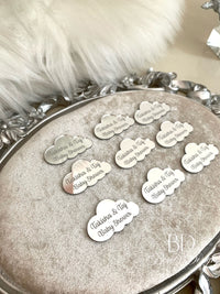 Aangepaste acryl spiegelwolklabels, teddybeerlabel, kroonlabel, 20 stuks