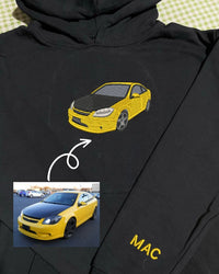 Individuell bestickter Auto-Hoodie, das perfekte Geschenk für Autoliebhaber. Personalisiertes besticktes Sweatshirt, Papa-Geschenk