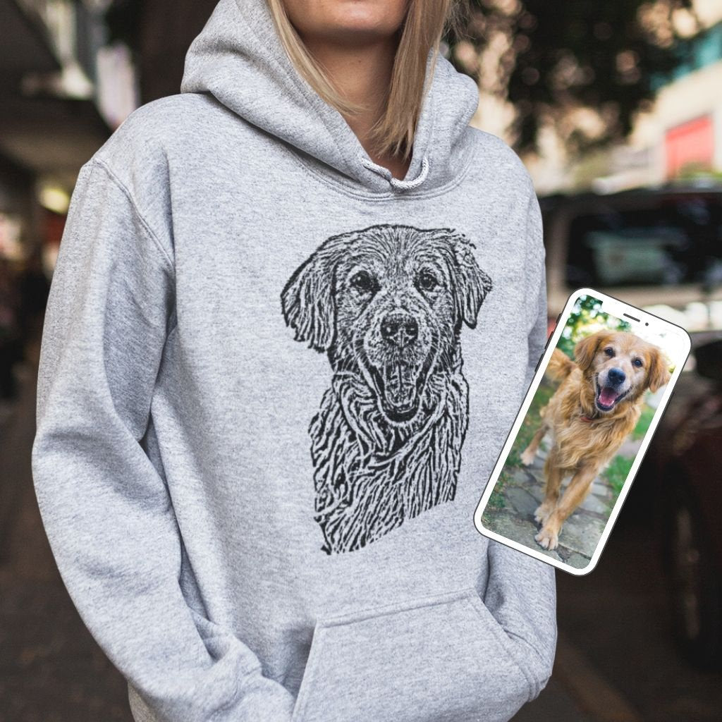 HaustierPortrait Hoodie, Hoodie Hundegesicht, personalisierter Hoodie, Hundeliebhaber Geschenk, Haustierportrait vom Foto