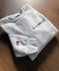 Kapuzenpullover mit römischen Ziffern, Paar-Sweatshirt, personalisiertes besticktes Sweatshirt, Stickerei-Sweatshirt, Paar-Liebe-Custom-Sweatshirt