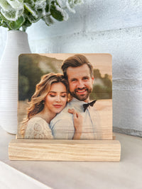 Gepersonaliseerde houten fotostandaard, gepersonaliseerd familiefotocadeau, cadeau voor koppels