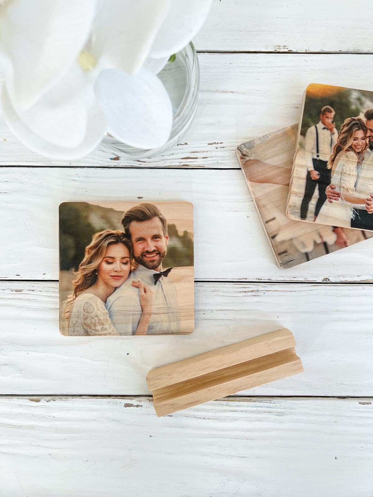 Gepersonaliseerde houten fotostandaard, gepersonaliseerd familiefotocadeau, cadeau voor koppels
