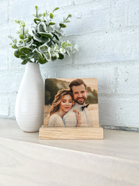 Gepersonaliseerde houten fotostandaard, gepersonaliseerd familiefotocadeau, cadeau voor koppels