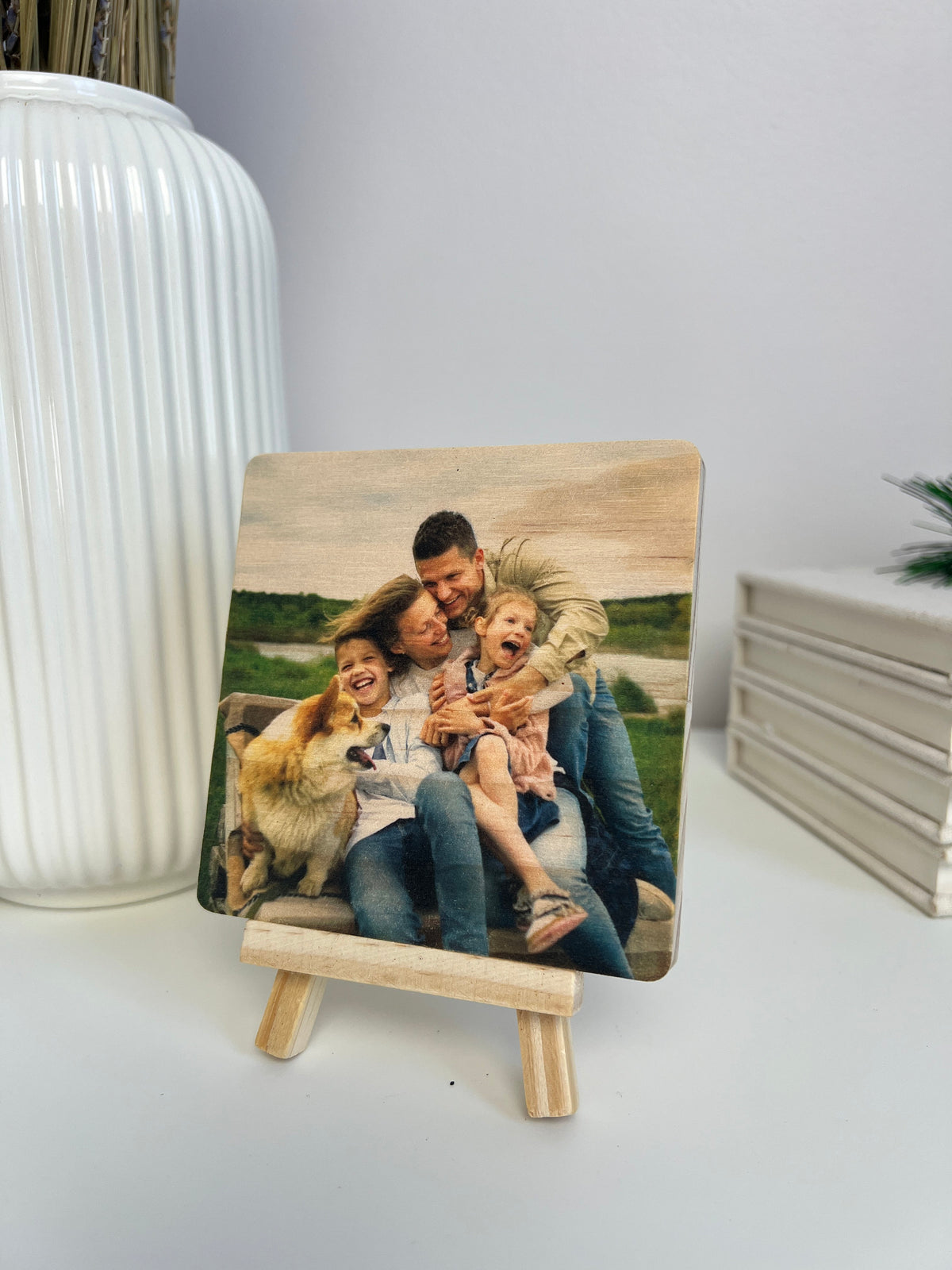 Gepersonaliseerde houten fotostandaard, gepersonaliseerd familiefotocadeau, cadeau voor koppels