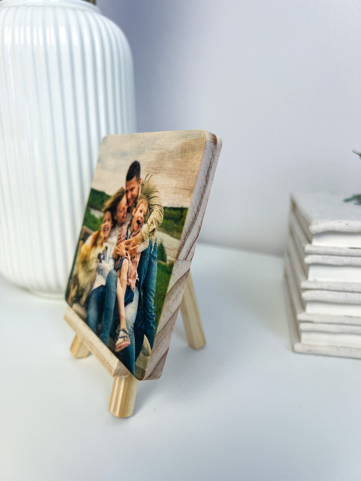 Gepersonaliseerde houten fotostandaard, gepersonaliseerd familiefotocadeau, cadeau voor koppels