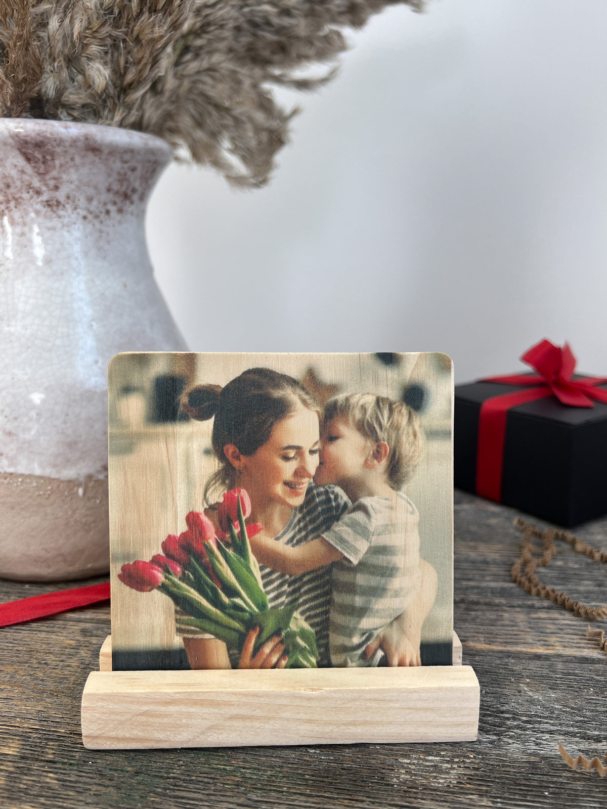 Gepersonaliseerde houten fotostandaard, gepersonaliseerd familiefotocadeau, cadeau voor koppels