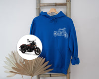 Foto-Portrait-Hoodie, gedruckter Portrait-Umriss-Motorrad-Hoodie im Taschenformat, individuelles Line-Art-Geschenk für Biker