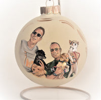 Personalisiertes Hundeornament, handbemaltes Haustierornament, Hund mit. Hundebesitzer-Portrait-Ornament, Hundeornament-Porträtgemälde vom Foto