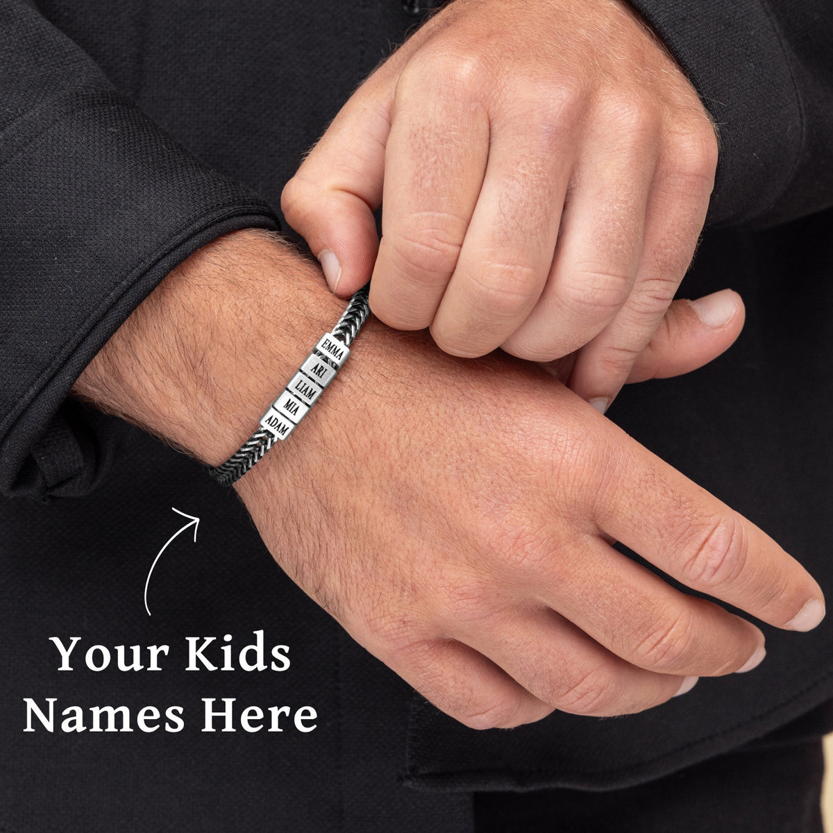 Vatertagsgeschenk, individuelles Goldarmband für Papa mit Kindernamen, personalisiertes Papa-Armband, Familienname-Armband