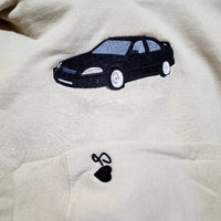 Individuell bestickter Auto-Hoodie, das perfekte Geschenk für Autoliebhaber. Personalisiertes besticktes Sweatshirt, Papa-Geschenk