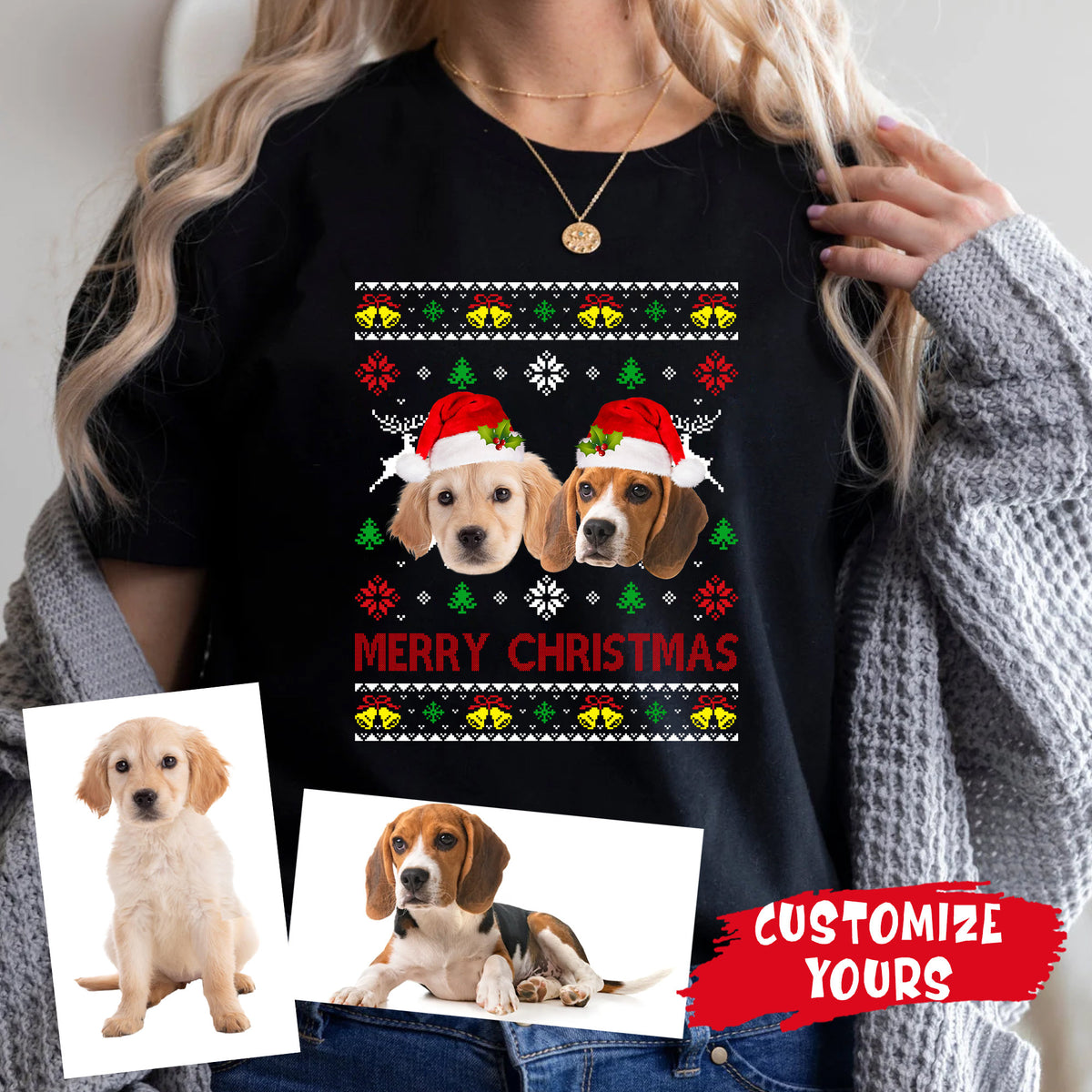 Benutzerdefinierte Foto hässliche Weihnachten Hund Katze Sweatshirt Weihnachten Haustier Foto Shirt, Hund Weihnachtsshirt