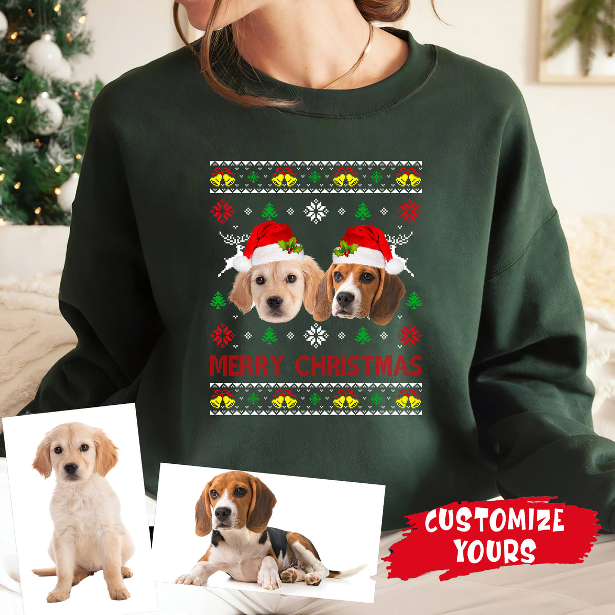 Benutzerdefinierte Foto hässliche Weihnachten Hund Katze Sweatshirt Weihnachten Haustier Foto Shirt, Hund Weihnachtsshirt