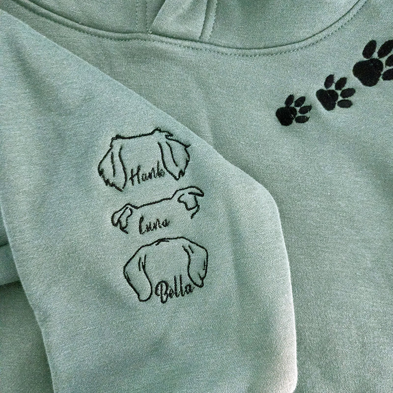 Individuell bestickte Haustier-Sweatshirts mit Hundeohr-Umriss, Hunde-Papa-Hoodie, personalisierbar