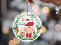 Babys erster Weihnachtsschmuck 2023, personalisierter Babyschmuck aus Keramik, personalisiertes Geschenk zur Geburt