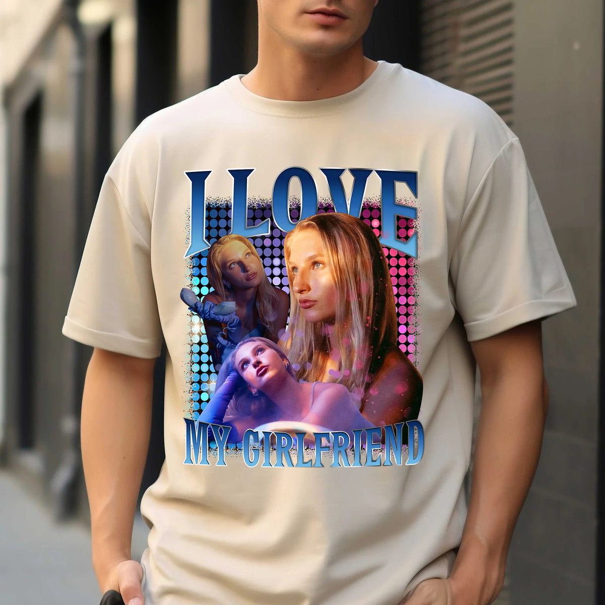 I LOVE MY GIRLFRIEND Individuelles Foto-T-Shirt, individuelles Bootleg-T-Shirt, Freund-Shirt, 90er-Jahre-Grafik-T-Shirt, Paar-Shirt