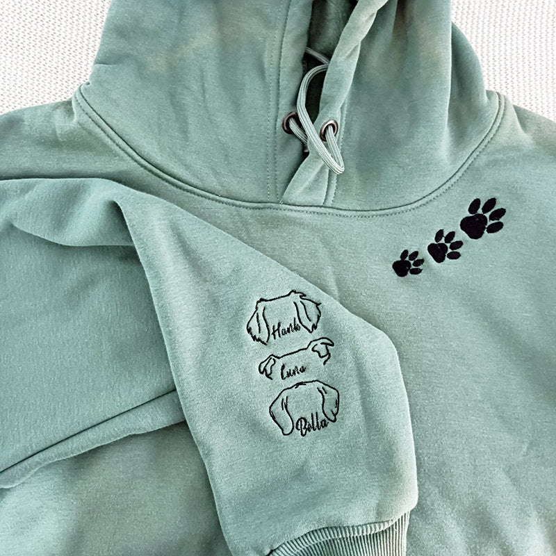 Individuell bestickte Haustier-Sweatshirts mit Hundeohr-Umriss, Hunde-Papa-Hoodie, personalisierbar