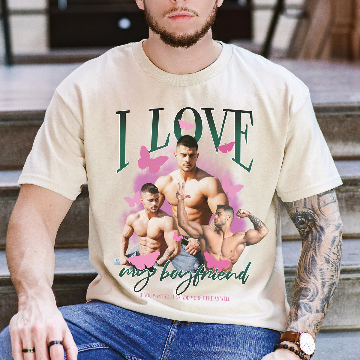 Benutzerdefiniertes „I Love My Boyfriend“ Bootleg Edit T-Shirt, personalisiertes „I Love My Boyfriend“-Retro-Geschenk, Vintage „I Love My Boyfriend“-Shirt nach Maß