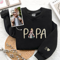 Personalisiertes Papa Besticktes Sweatshirt, Vatertags-Sweatshirt, personalisiertes Papa-Portrait-Shirt, Vatertagsgeschenke, Papa-Geburtstagsgeschenke