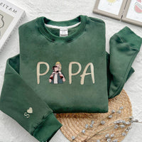 Personalisiertes Papa Besticktes Sweatshirt, Vatertags-Sweatshirt, personalisiertes Papa-Portrait-Shirt, Vatertagsgeschenke, Papa-Geburtstagsgeschenke