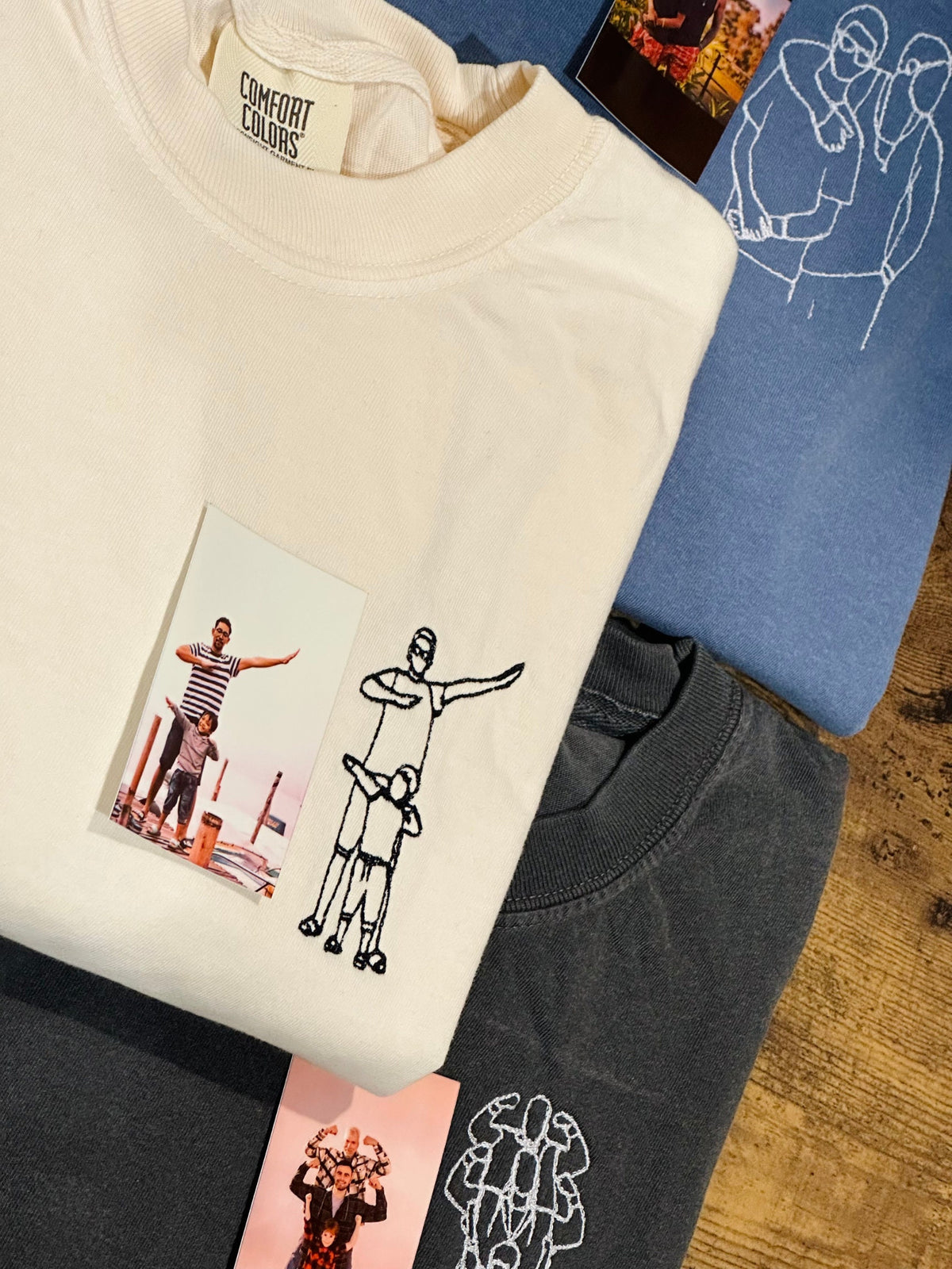 Besticktes Papa-Portrait-Shirt, Papa-Shirt mit Foto, Papa-T-Shirt, individuelle Vatertags-Shirts mit Bildern, Comfort Colors Shirt, Geschenke für neue Papas
