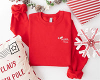 Besticktes Weihnachts-Familien-Sweatshirt, Bestickter Weihnachtspullover, Mama Claus Pullover, Dada Claus Geschenk, Bestickter Weihnachtsmannmützen-Pullover