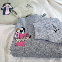 Besticktes Shirt für den ersten Vater | Individuelles Shirt für neue Väter | Personalisiertes T-Shirt mit Papa-Foto | Geschenk für neue Väter