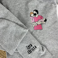 Besticktes Shirt für den ersten Vater | Individuelles Shirt für neue Väter | Personalisiertes T-Shirt mit Papa-Foto | Geschenk für neue Väter