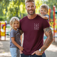 Gepersonaliseerd T-shirt voor papa met de naam van het kind en het geboortejaar – pijlontwerp (aanpasbaar)
