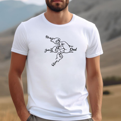 T-shirt personnalisé Tiens ta main avec un nom individuel pour le meilleur papa 