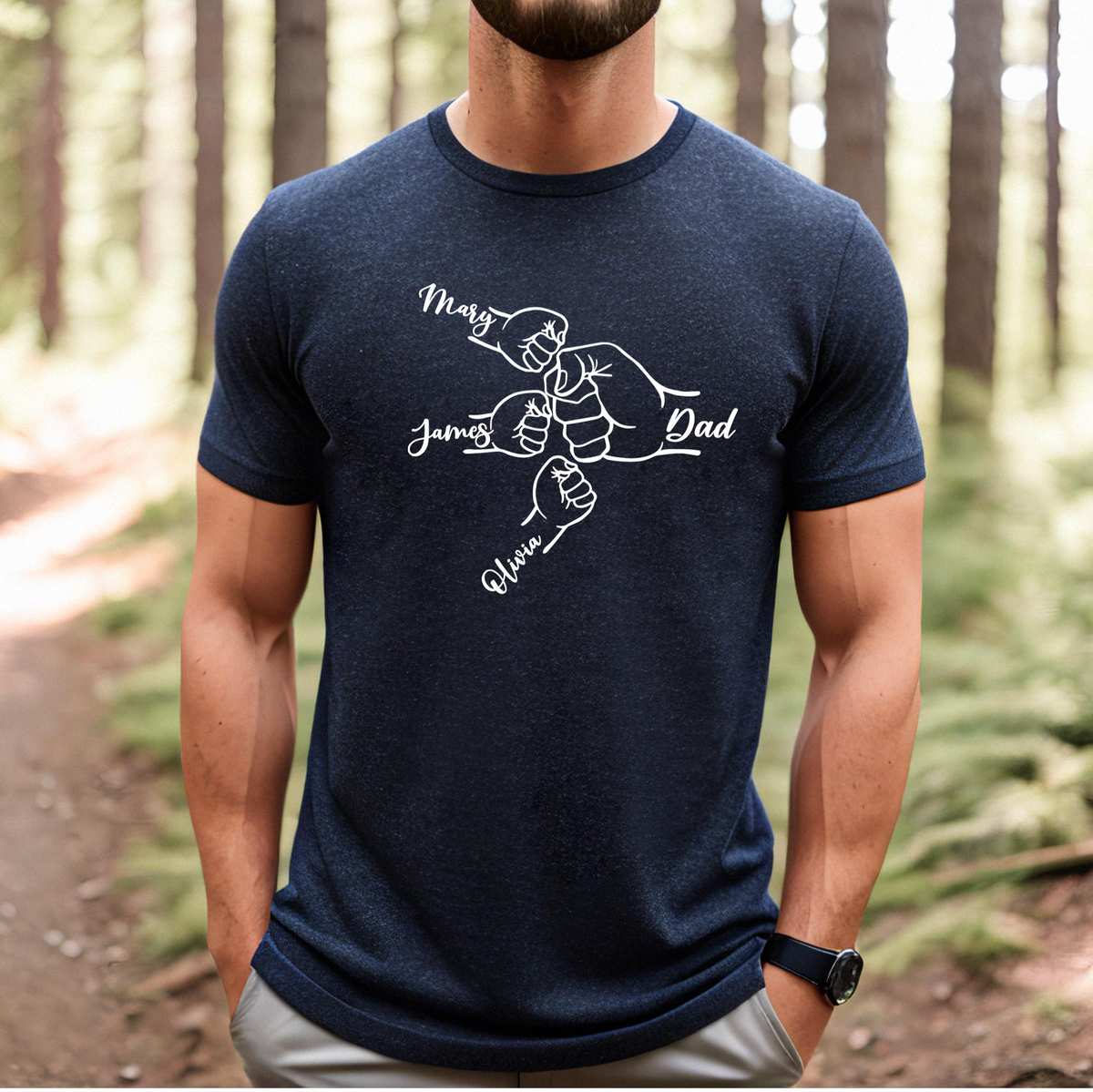 Gepersonaliseerd T-shirt 'Hold Your Hand' met individuele naam voor de beste vader 