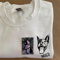 Bestickte T-Shirts, Sweatshirts und Hoodies mit individuellem Haustierporträt