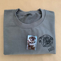 Bestickte T-Shirts, Sweatshirts und Hoodies mit individuellem Haustierporträt