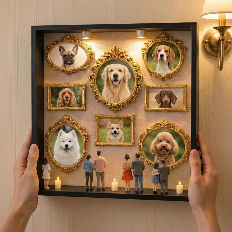 Maßgefertigte Mini-Museums-Schattenbox für Haustiere