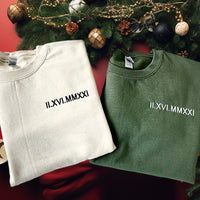 Weihnachtsgeschenke Individuell besticktes Paar-Sweatshirt mit römischen Ziffern