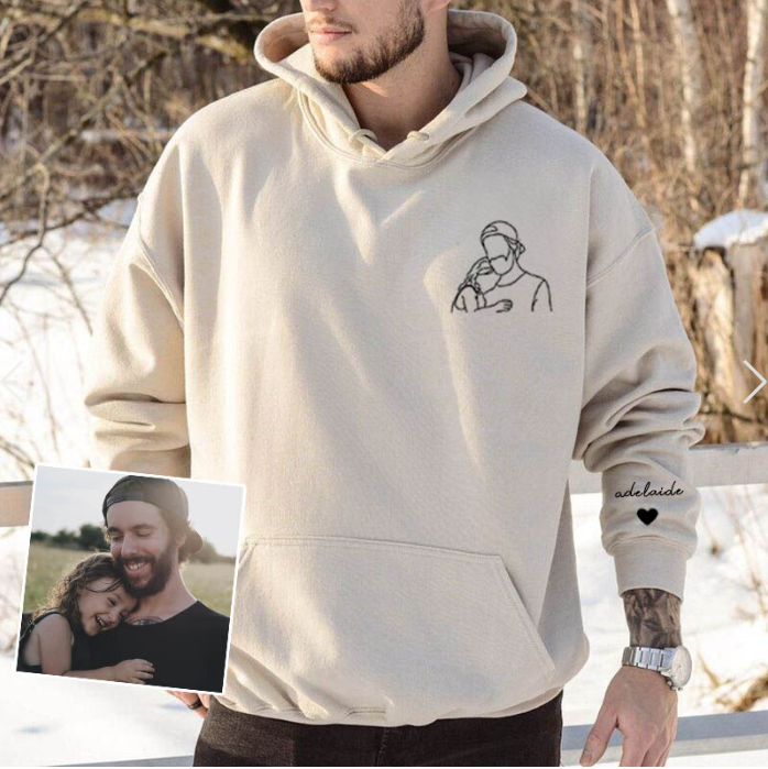 Individuell besticktes Porträt-Foto-Sweatshirt, personalisiertes Geschenk für Opa, einzigartige Geschenke für Papa