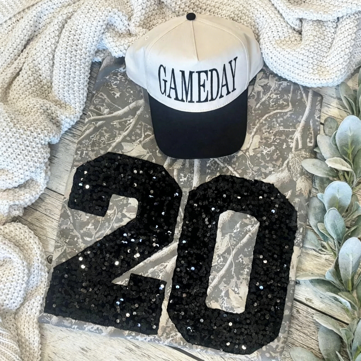Individuelles Pailletten-Nummern-Shirt für den Spieltag, Camo-Sportmama-T-Shirt