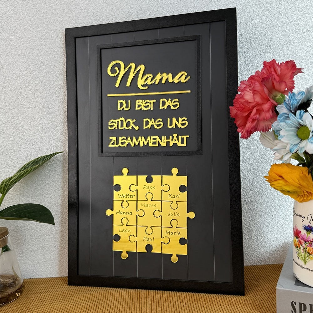 Personalisierte Muttertag Puzzle Zeichen | Mama Du bist das Puzzle, das uns zusammenhält | Muttertag Geschenk