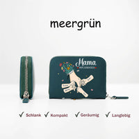 Wir lieben dich, Mama – Damen-Geldbörse aus Leder, personalisierte Geldbörse aus Leder mit Reißverschluss, kleine Geldbörse, zweifach faltbarer Kreditkartenhalter, Münzbörse mit mehreren Taschen