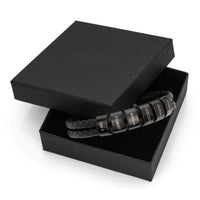 Bracelet en cuir avec perles gravées – cadeau pour homme