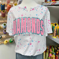 Kundenspezifisches, handgefertigtes Shirt mit Punkt-Maskottchen und Sweatshirt mit Pailletten-Stickerei und Teamnamen