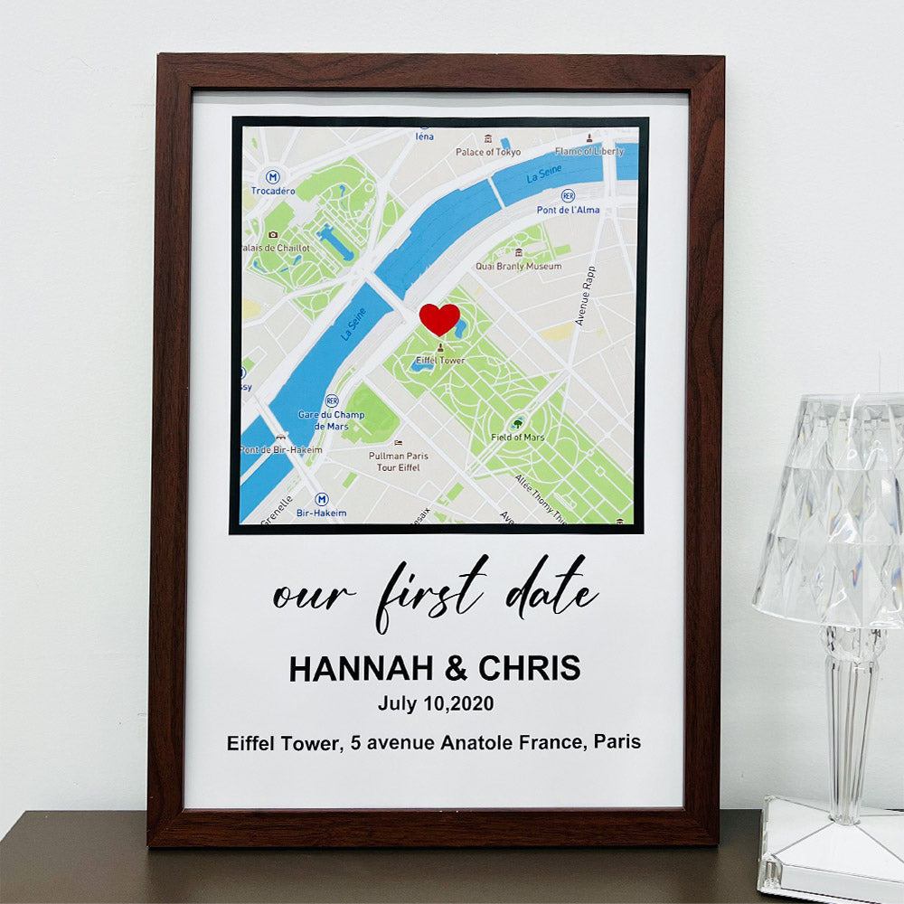 Carte de premier rendez-vous personnalisée, encadrée, cadeau pour couples