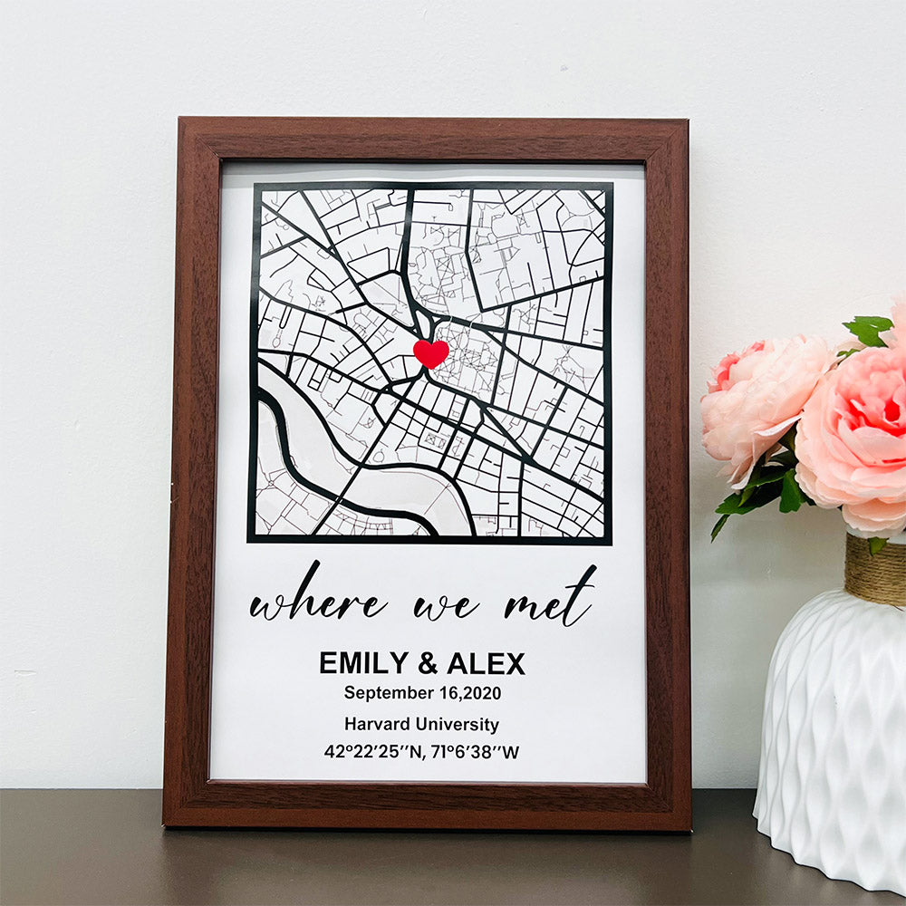 Carte de premier rendez-vous personnalisée, encadrée, cadeau pour couples