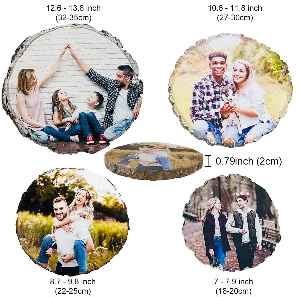 Tranche de bois naturel personnalisée avec tranche de bois naturel individuelle avec photo et texte gravé comme photo et texte gravé cadeaux de Saint-Valentin 