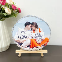 Tranche de bois naturel personnalisée avec tranche de bois naturel individuelle avec photo et texte gravé comme photo et texte gravé cadeaux de Saint-Valentin 